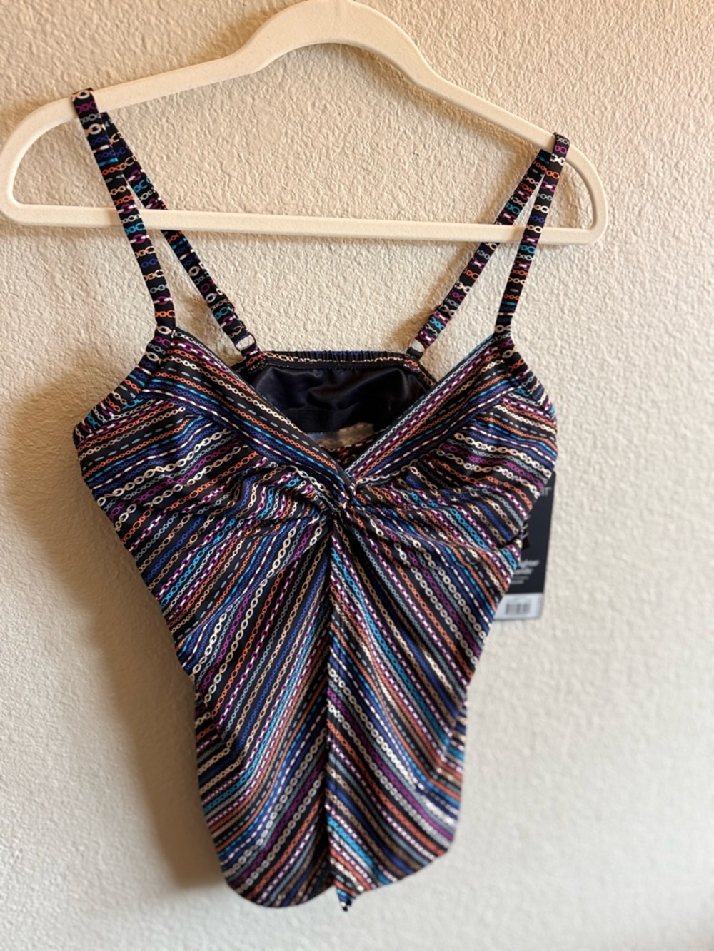 NWT Miraclesuit Shimmer Links Love Knot Underwire Tankini Swim Top Luxury Beach - Picture 10 of 10